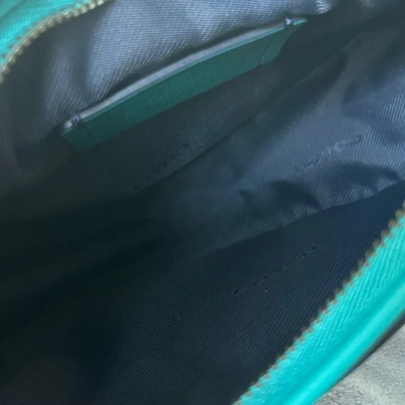 Coach Leather Saddle Bag 18 Dark Teal Crossbody - Picture 4 of 8